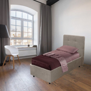 Letto singolo Ascoli contenitore tessuto tortora