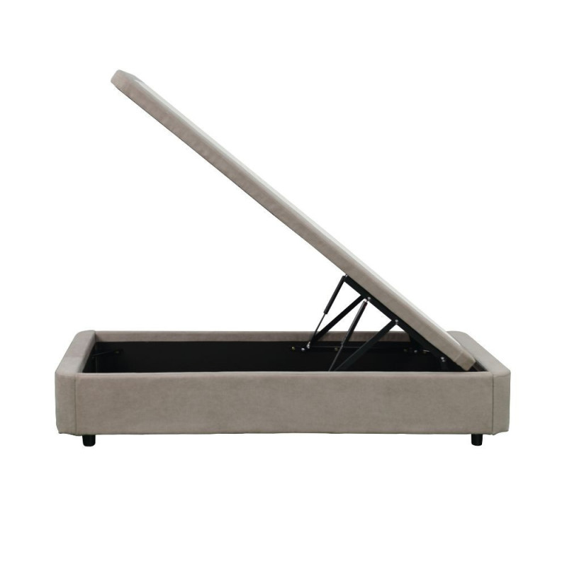 Letto singolo sommier 80x190 contenitore tessuto taupe