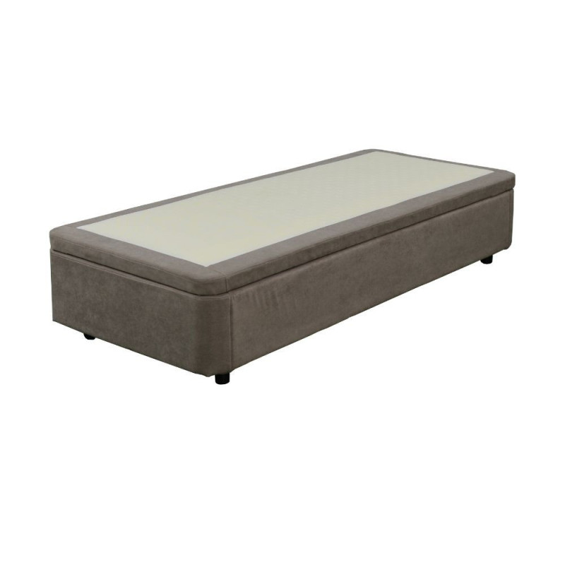 Letto singolo sommier 80x190 contenitore tessuto taupe