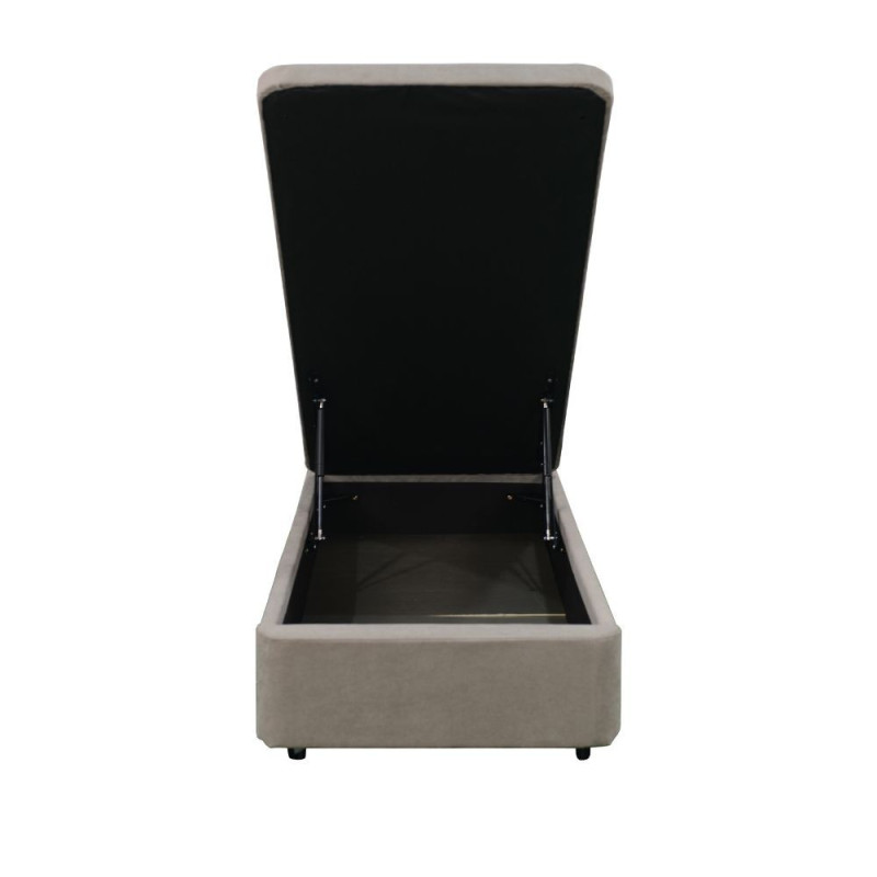 Letto singolo sommier 80x190 contenitore tessuto taupe