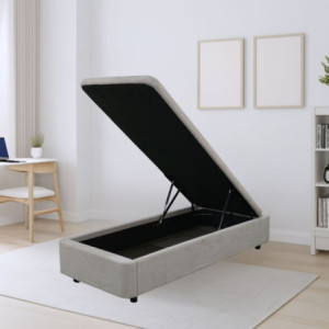 Letto singolo sommier 80x190 contenitore grigio chiaro