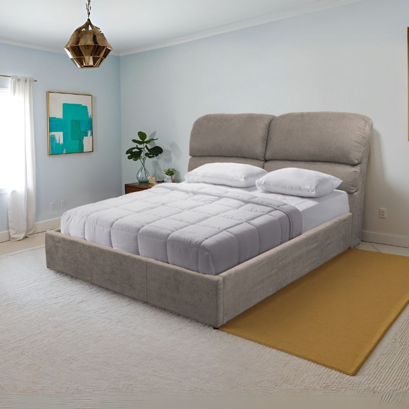 Letto matrimoniale Sofaback contenitore tessuto taupe