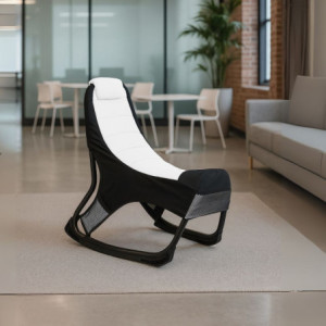 Sedia gaming Rocky imbottita rete bicolore nero e bianco