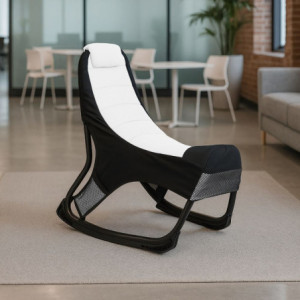 Zoom Sedia gaming Rocky con seduta imbottita in rete bicolore nero e bianco