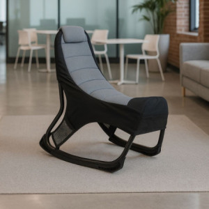 Zoom Sedia gaming Rocky con seduta imbottita in rete bicolore nero e grigio