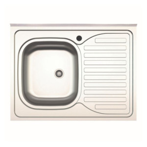 Lavello da appoggio SA30 una vasca con gocciolatoio destro inox