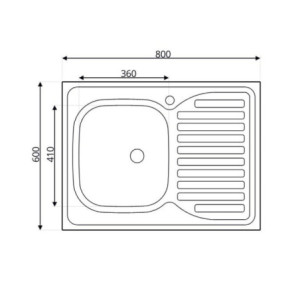 Zoom Lavello da appoggio SA30 una vasca con gocciolatoio destro 80x60cm. inox