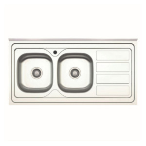 Lavello da appoggio SA46 due vasche con gocciolatoio destro inox