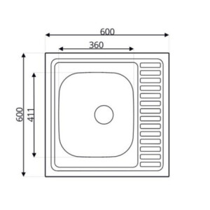 Zoom Lavello da appoggio SA24 una vasca 60x60cm. inox