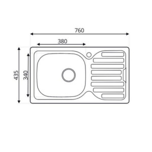 Zoom Lavello incasso SA07 una vasca con gocciolatoio sinistro 43.5x76 cm. inox