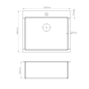 Zoom Lavello incasso SA3070 una vasca 55x48 cm. inox
