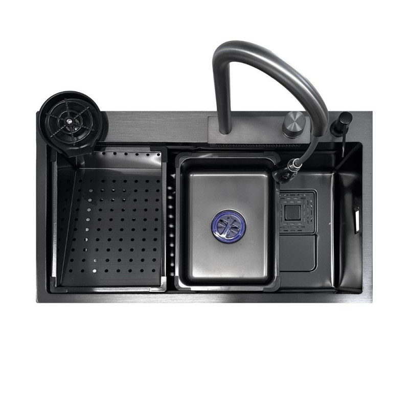 Lavello Incasso SA3541 1 Vasca 75x45 cm Acciaio Nero PVD