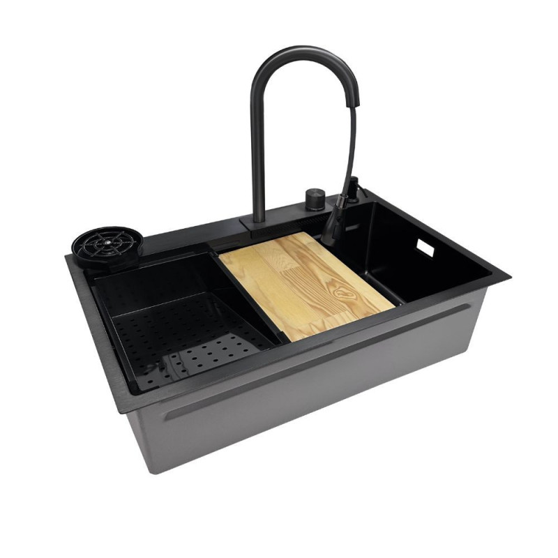 Lavello Incasso SA3541 1 Vasca 75x45 cm Acciaio Nero PVD