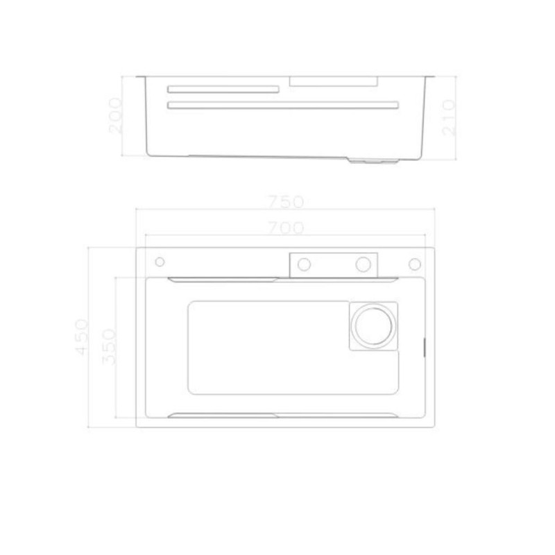 Lavello Incasso SA3541 1 Vasca 75x45 cm Acciaio Nero PVD