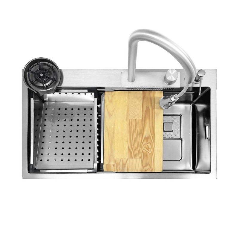 Lavello incasso SA3541 una vasca 75x45 cm inox accessori