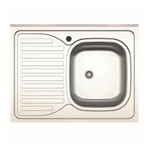 Lavello da appoggio SA30 una vasca con gocciolatoio inox 80x60