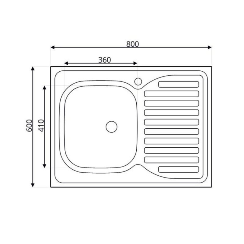 Lavello da appoggio SA30 una vasca con gocciolatoio inox 80x60