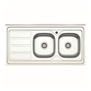 Lavello da appoggio SA46 due vasche con gocciolatoio inox 120x60