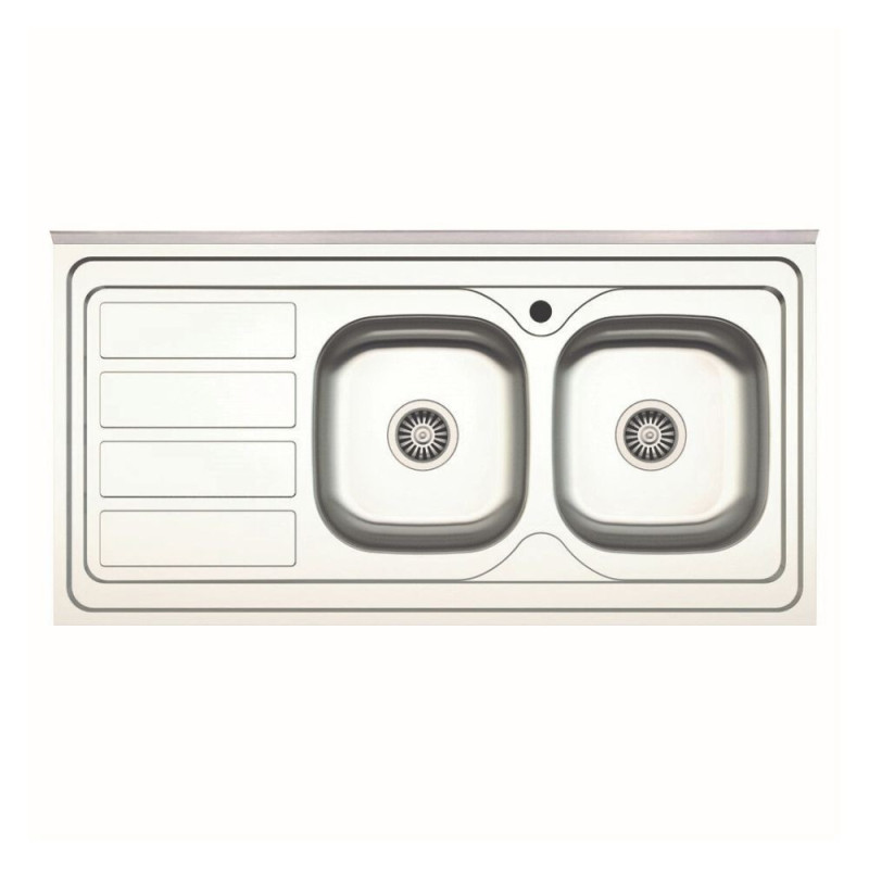 Lavello da appoggio SA46 due vasche con gocciolatoio inox 120x60
