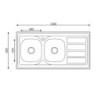 Lavello da appoggio SA46 due vasche con gocciolatoio inox 120x60