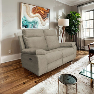 Divano Milano 2 Posti con 2 Recliner Manuali Tessuto Tortora