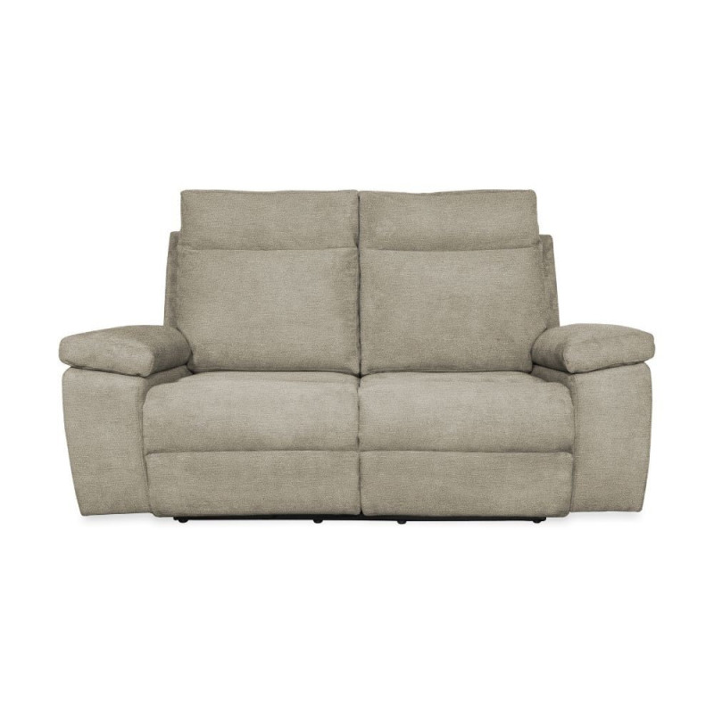 Divano Milano 2 Posti con 2 Recliner Manuali Tessuto Tortora