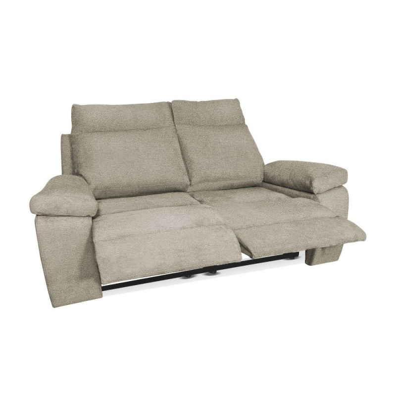 Divano Milano 2 Posti con 2 Recliner Manuali Tessuto Tortora