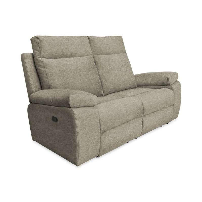 Divano Milano 2 Posti con 2 Recliner Manuali Tessuto Tortora