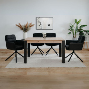 Tavolo allungabile Tolosa rovere e gambe nere 150x75x80 cm