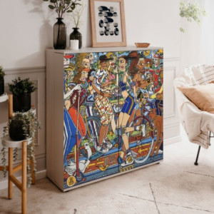 Scarpiera Move 2 Ante Decorate Pop Art Mauro Bergonzoli 12 Ripiani