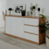 Credenza Phoenix 3 Ante 3 Cassetti Rovere e Bianco - Design Moderno
