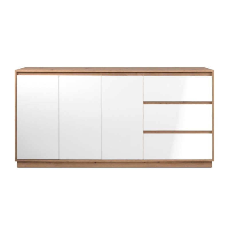 Credenza Phoenix 3 Ante 3 Cassetti Rovere e Bianco - Design Moderno
