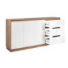 Credenza Phoenix 3 Ante 3 Cassetti Rovere e Bianco - Design Moderno
