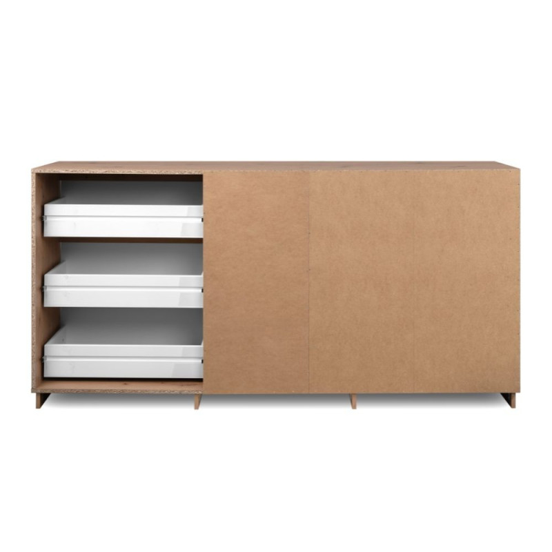 Credenza Phoenix 3 Ante 3 Cassetti Rovere e Bianco - Design Moderno