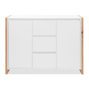 Zoom Credenza New Denver2 con 3 cassetti e 2 ante battenti in bianco e rovere