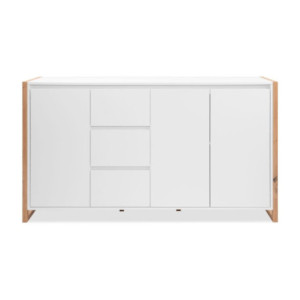 Zoom Credenza New Denver3 con 3 cassetti e 3 ante battenti in bianco e rovere