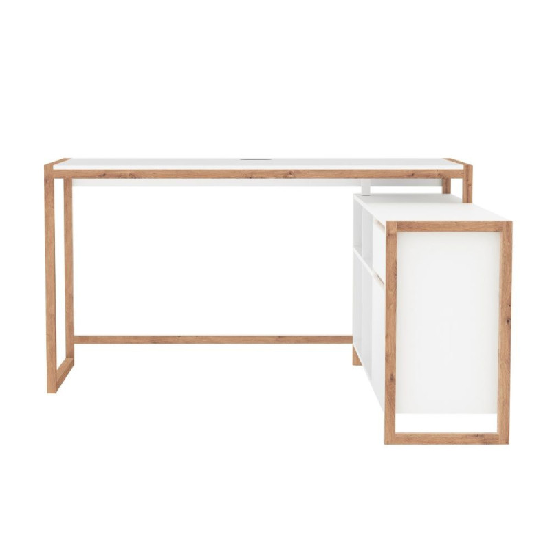Scrivania Angolare New Denver37A Reversibile Bianco Rovere