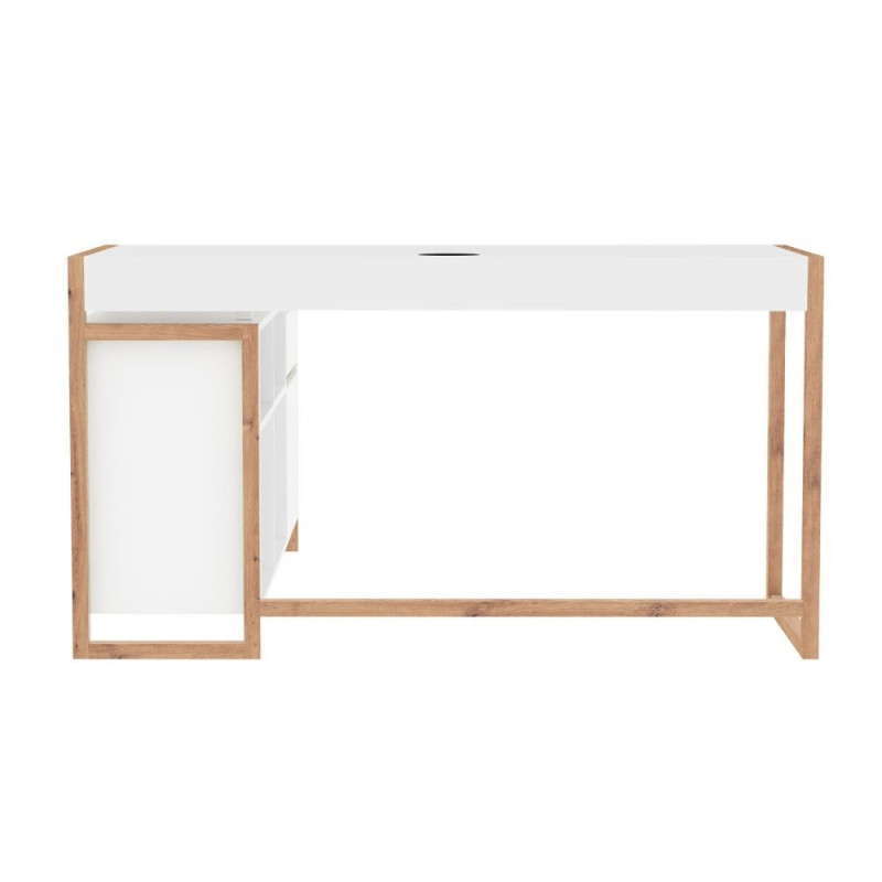 Scrivania Angolare New Denver37A Reversibile Bianco Rovere