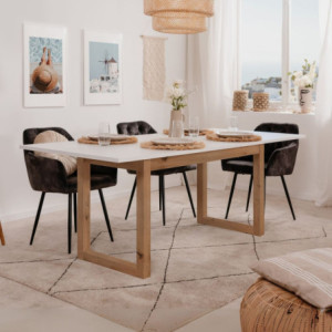 Zoom Tavolo allungabile New Denver50 con allunga da 40 cm. in bianco e rovere 160x90x75Hcm.