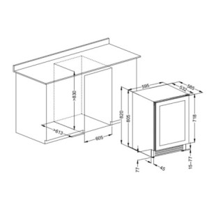 Zoom Cantinetta incasso ventilato DW51G1T con maniglia esterna 52 bottiglie nero classe G