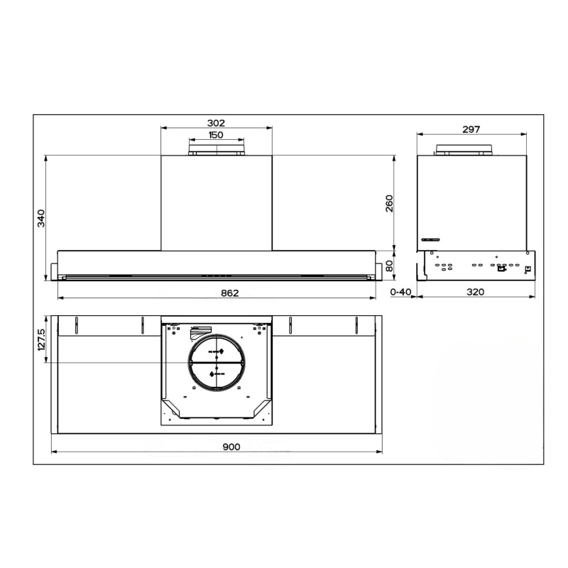 Cappa incasso per piano a induzione In-Nova Zero Drip Lite90A Faber inox classe B