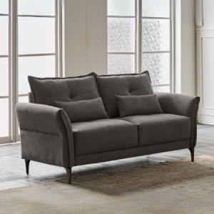 Divano 2 posti Nutmeg grigio scuro in tessuto moderno