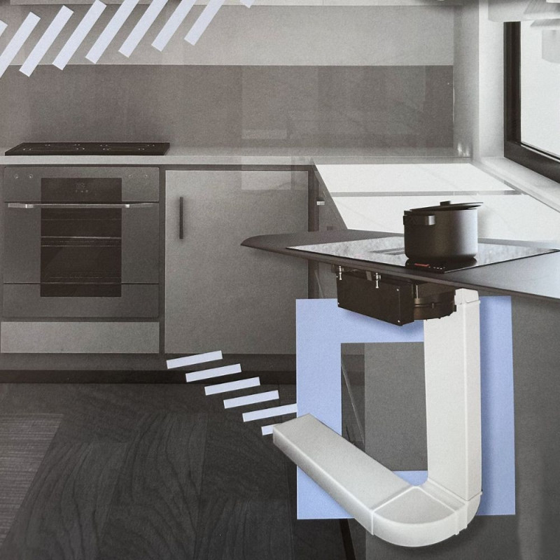 Kit standard cappa integrata per piano cottura uscita 220x90 mm