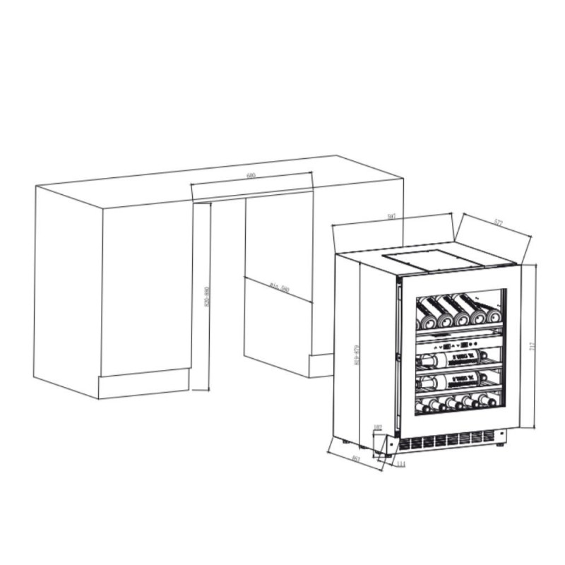 Cantinetta incasso inox 36 bottiglie doppia zona temperatura