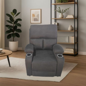 Poltrona recliner Ninetta manuale microfibra nera portabicchieri