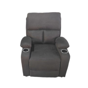 Zoom Poltrona recliner manuale Ninetta con portabicchieri in microfibra nero