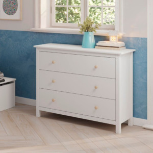 Zoom Comò Max 3 cassetti in legno massiccio colore bianco