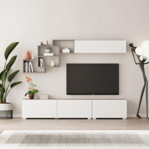 Parete attrezzata Free mocha e bianco con nicchie a giorno