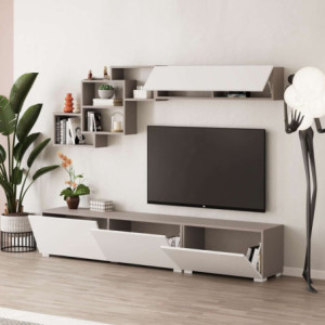 Zoom Parete attrezzata Free con nicchie a giorno colore mocha e bianco