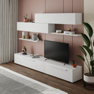 Parete attrezzata Kombat 260 bianca moderna per soggiorno